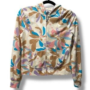 Juicy Couture Pebble Multi Firework Floral Zip Hoodie Women's XS Pastel Y2K NWT‎